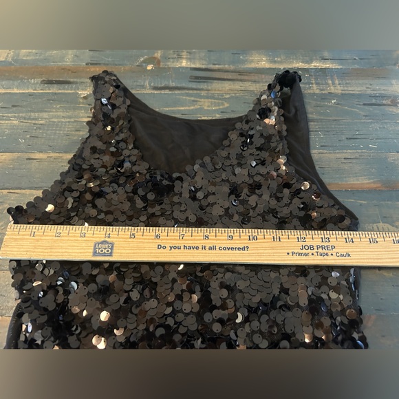Vintage Early 2000s Full Sequence Mesh Tank Top Blouse Stretchy‎ MEDIUM - Picture 3 of 7